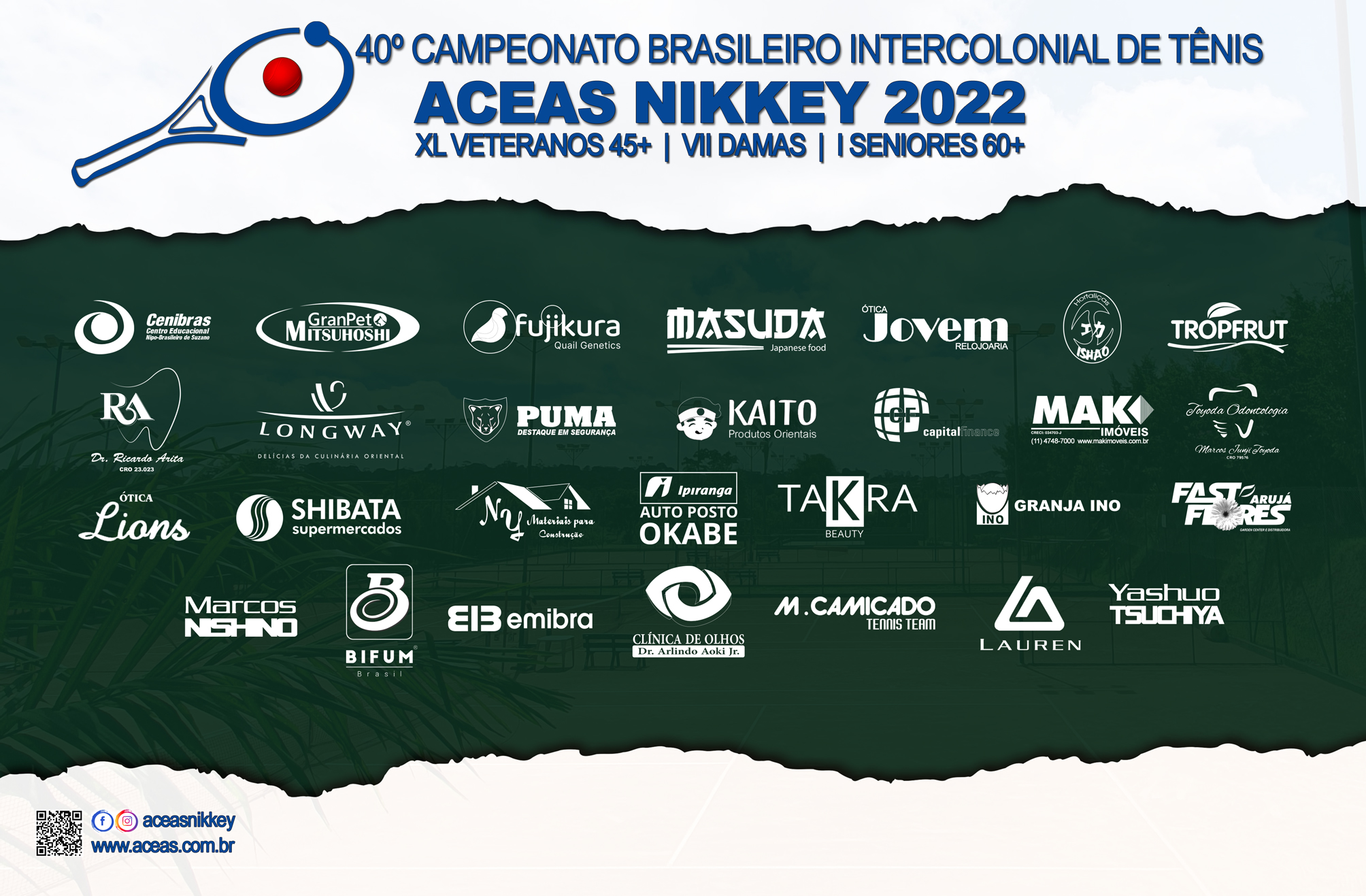 Patrocinadores do 40º Campeonato Brasileiro Intercolonial de Tênis Aceas Nikkey